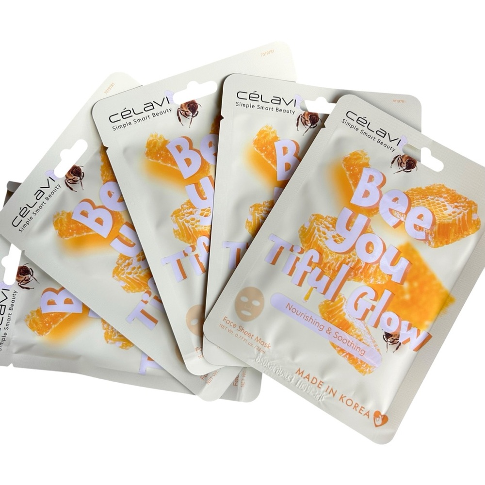 5 Celavi Bee You Tiful Glow Nourishing Face Masks Soothing S Korean Set NEW PC - Picture 2 of 5